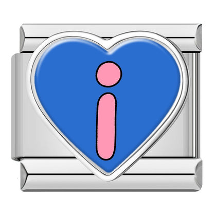Colourful Heart Letter Initial Italian Charms a–z — Lowercase Alphabet Heart Bracelet Links