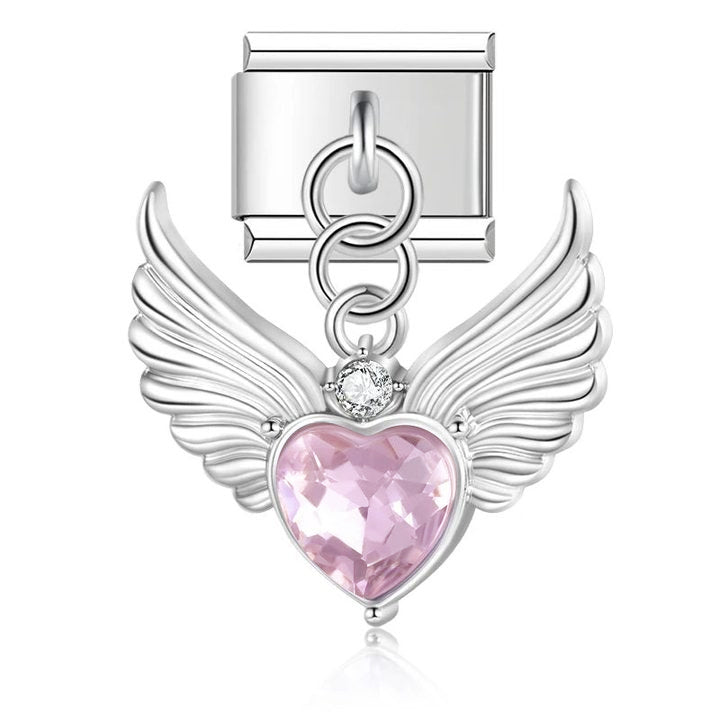 Bow Knot Angel Wings Shiny silver charms