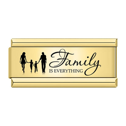 Golden Double Word Italian Charms — Love, Dream, Family, Daughter & Princess Bracelet Links