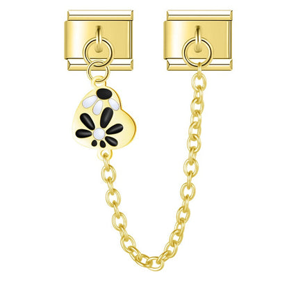 Ladybug, Shell & Floral Heart Dangle Charm in Gold