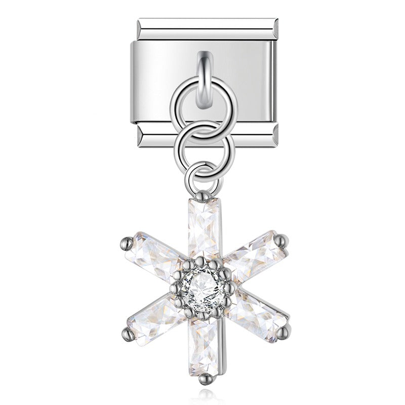 Diamond silver themed dangle charms