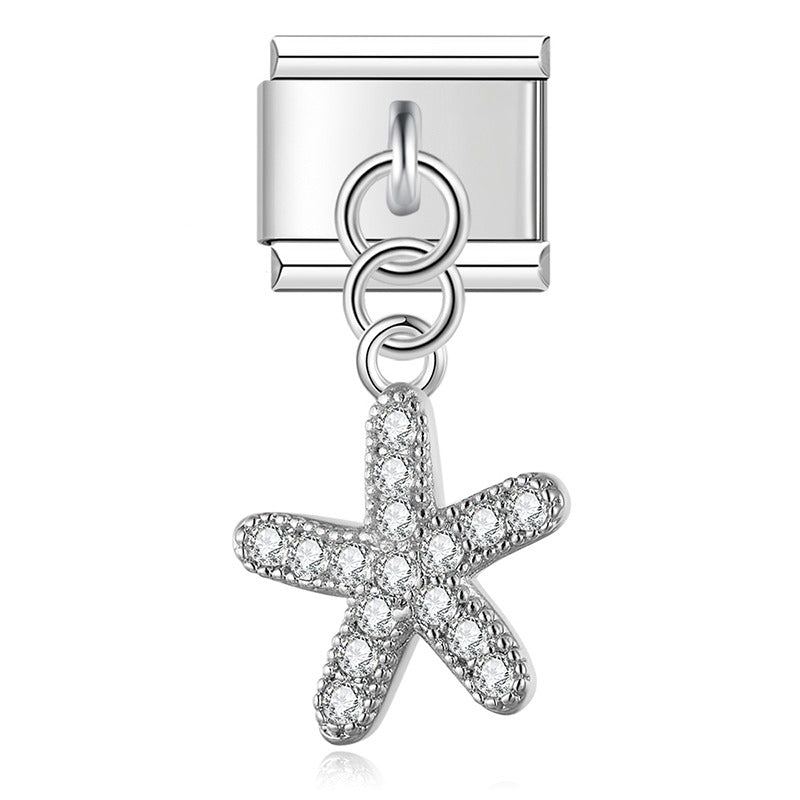 Diamond silver themed dangle charms
