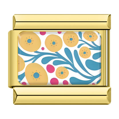 Retro 70s Floral & Botanical Pattern Italian Charms — Liberty-Style Printed Bracelet Links