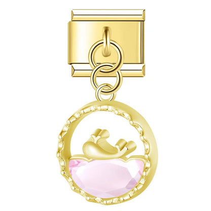 The Crystal Wave & Sea Life Dangle Charm in Silver & Gold