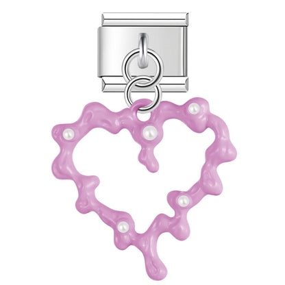 Melted Pearl Heart Dangle Charm