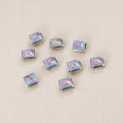Dreamy Space & Sweets Italian Charms — Kawaii Moon, Saturn, Star Cookie, Macaron & Mermaid Links