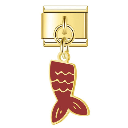 The Tropical Fish & Mermaid Tail Dangle Charm in Gold