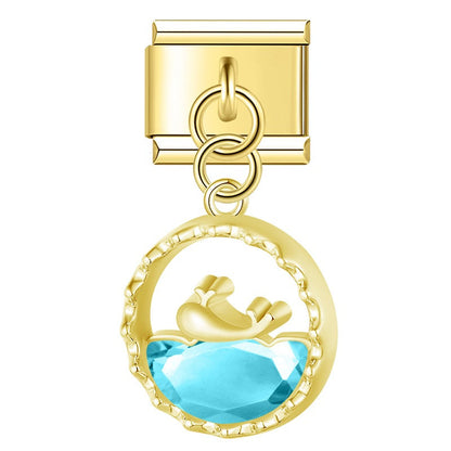 The Crystal Wave & Sea Life Dangle Charm in Silver & Gold