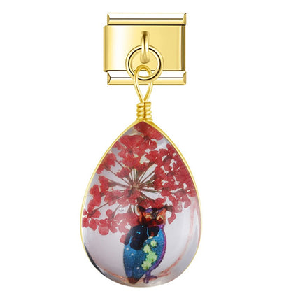 Botanical Resin Teardrop Dangle Charm