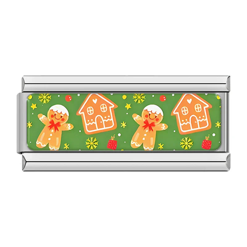 Gingerbread houses Christmas double Italian charm, by Charmtastic