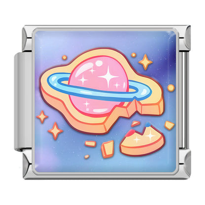 Dreamy Space & Sweets Italian Charms — Kawaii Moon, Saturn, Star Cookie, Macaron & Mermaid Links