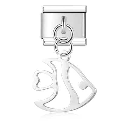 fish designs Sharks Octopuses Dolphins charms – shark dangle charm in silver, Italian charm bracelet charm by Charmtastic