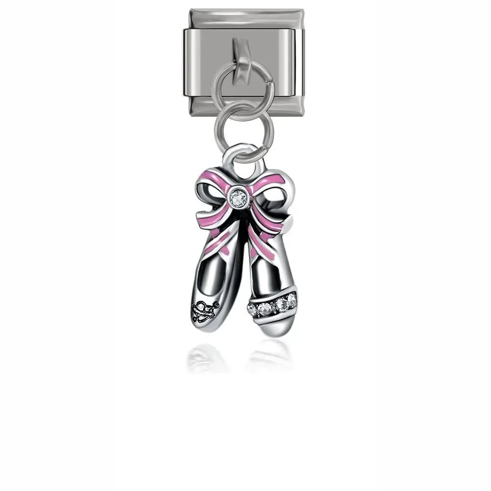 Ballet shoes dangle Italian charm, by Charmtastic