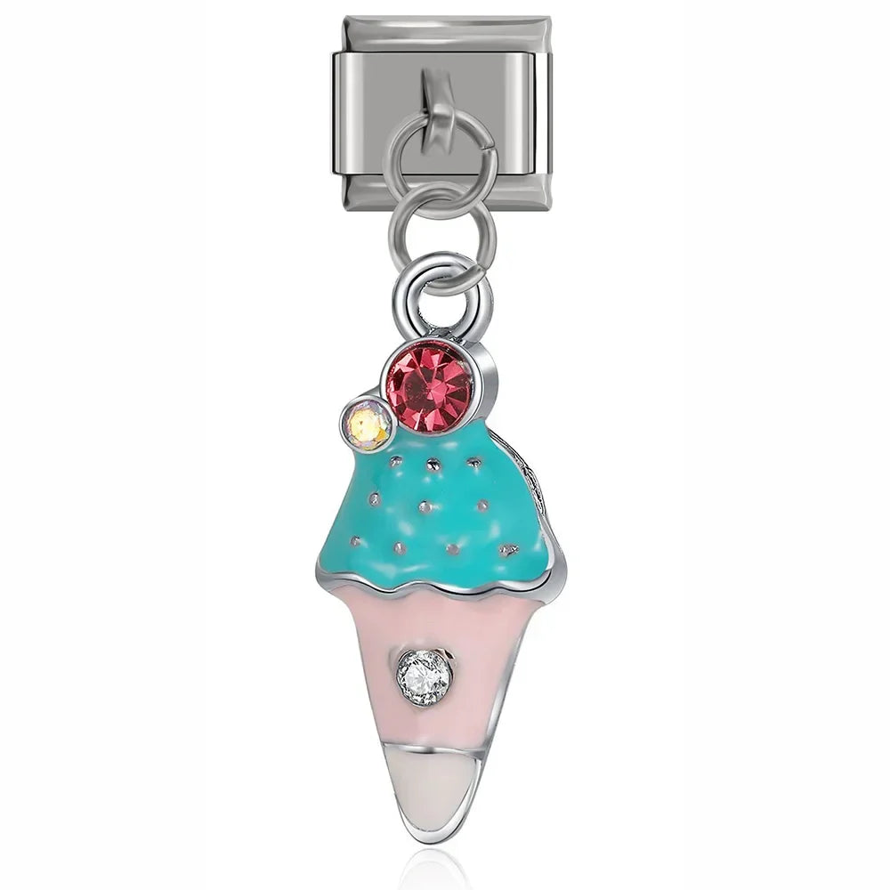 Ice cream cone dangle Italian charm, by Charmtastic