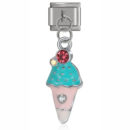 Ice cream cone dangle Italian charm, by Charmtastic