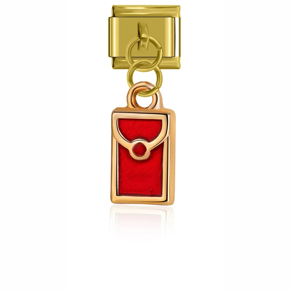 Red envelope dangle Italian charm, by Charmtastic