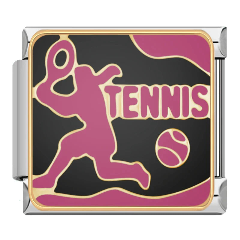 Fitness Sport Tennis Italian Charms – Tennis player charm, Italian charm bracelet charm by Charmtastic