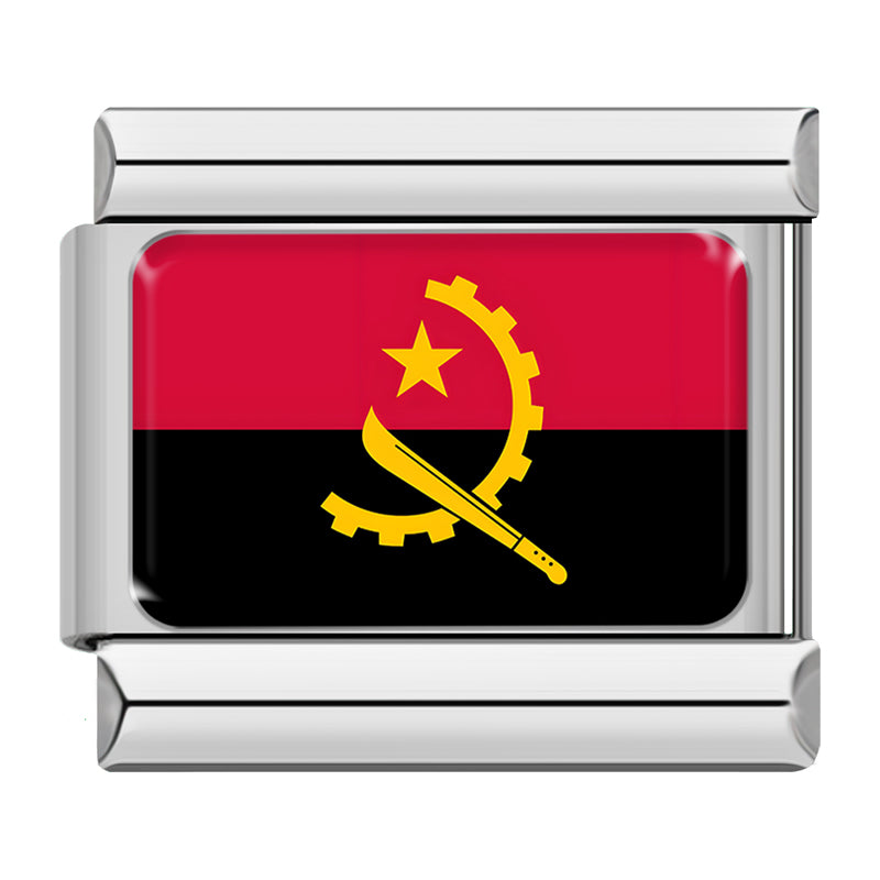 Flags of Countries Around The World Charms – second view of Angola flag enamel charm, Italian charm bracelet charm by Charmtastic