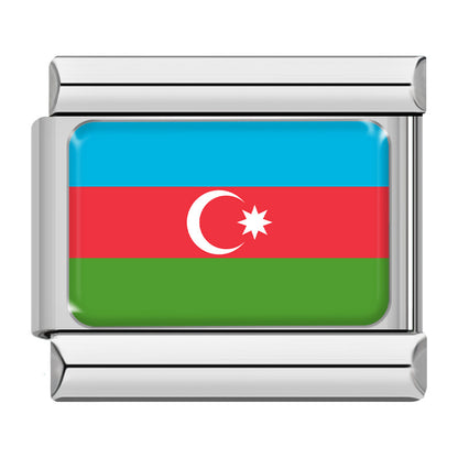 Flags of Countries Around The World Charms – second view of Azerbaijan flag enamel charm, Italian charm bracelet charm by Charmtastic