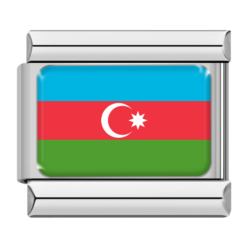 Flags of Countries Around The World Charms – Azerbaijan flag enamel charm, Italian charm bracelet charm by Charmtastic
