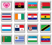 World Country Flag Italian Charms — Angola, Azerbaijan, Croatia, Ghana, Panama, Serbia & More