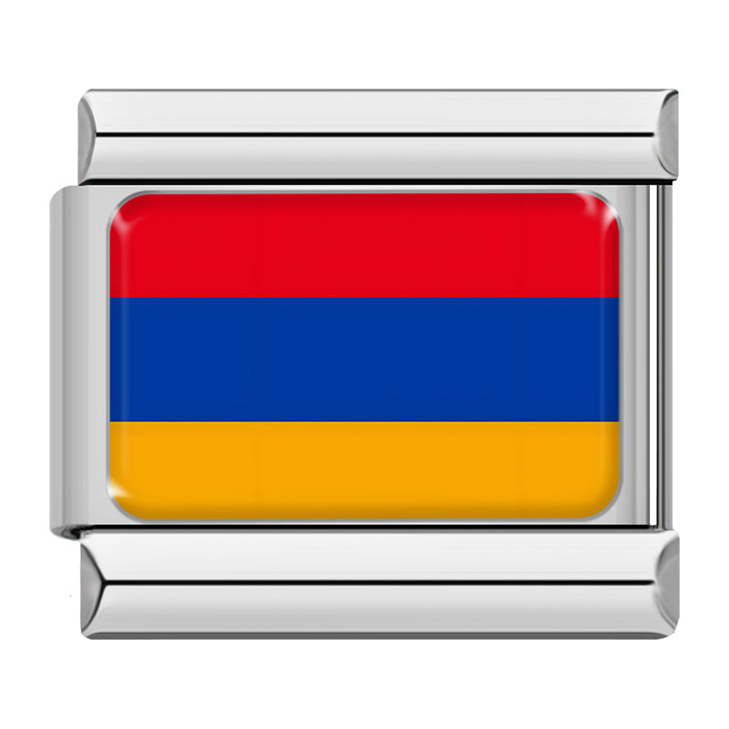 Flags of Countries Around The World – Armenia flag enamel charm in red, blue and orange horizontal stripes, Italian charm bracelet charm by Charmtastic