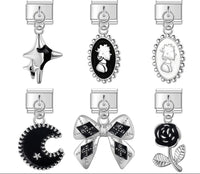 The Flower, Star & Moon Black Themed Dangle Charm