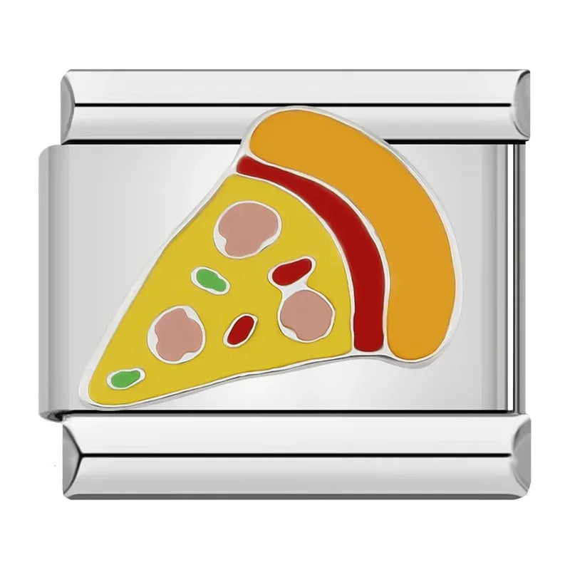 Food Charms: Hamburger, Pizza, Cake & Bread – Italian charm bracelet charm, design 5 of 6, by Charmtastic