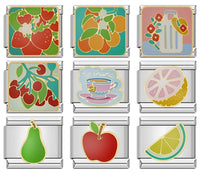 Fruit & Botanical Italian Charms — Strawberry, Orange, Cherry, Pear, Apple & Lemon Links