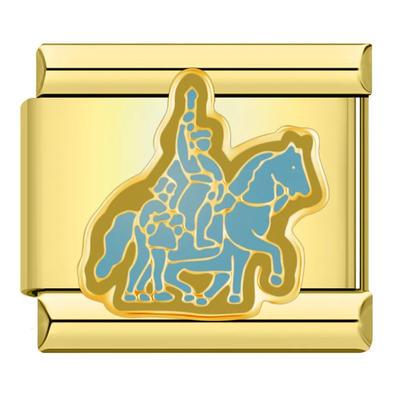 German Heritage & Soccer Italian Charms – equestrian statue of rider on horseback enamel charm, Italian charm bracelet charm by Charmtastic