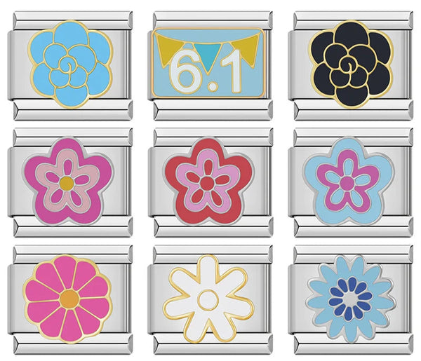 Girls Flower Charm – Italian charm bracelet charm, design 1 of 6, by Charmtastic