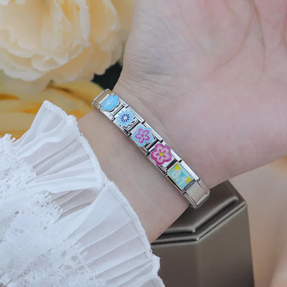 Girls Flower Charm – Italian charm bracelet charm, design 3 of 6, by Charmtastic