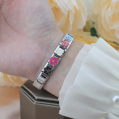 Girls Flower Charm – Italian charm bracelet charm, design 4 of 6, by Charmtastic
