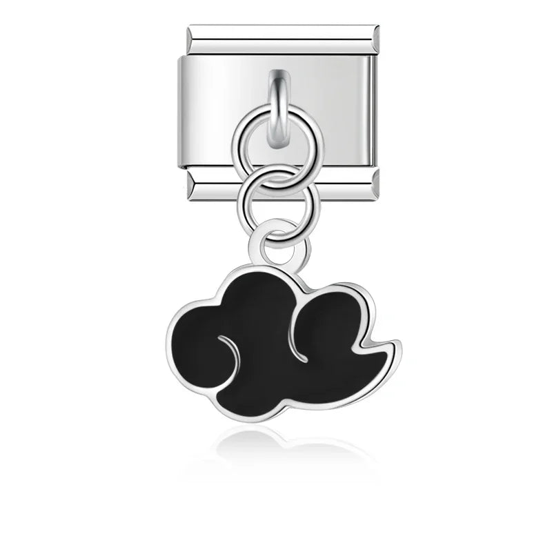 Glaze Clouds Thunder Flames Naruto charms – silver cloud charm with black enamel, Italian charm bracelet charm by Charmtastic