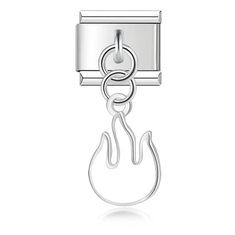 Glaze Clouds Thunder Flames Naruto charms – silver open-outline flame charm, Italian charm bracelet charm by Charmtastic