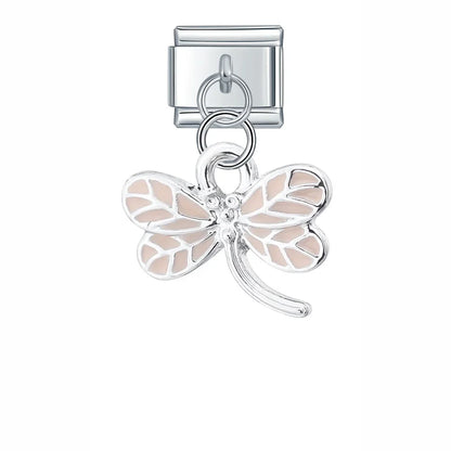 Glaze Dragonfly Seahorse Bee Mushroom Charms – dragonfly charm in peach, Italian charm bracelet charm by Charmtastic
