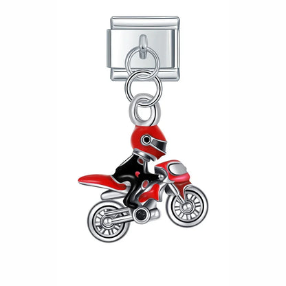 Glaze Snake Fish Eye Motorcycle charms – motorcycle rider charm, Italian charm bracelet charm by Charmtastic