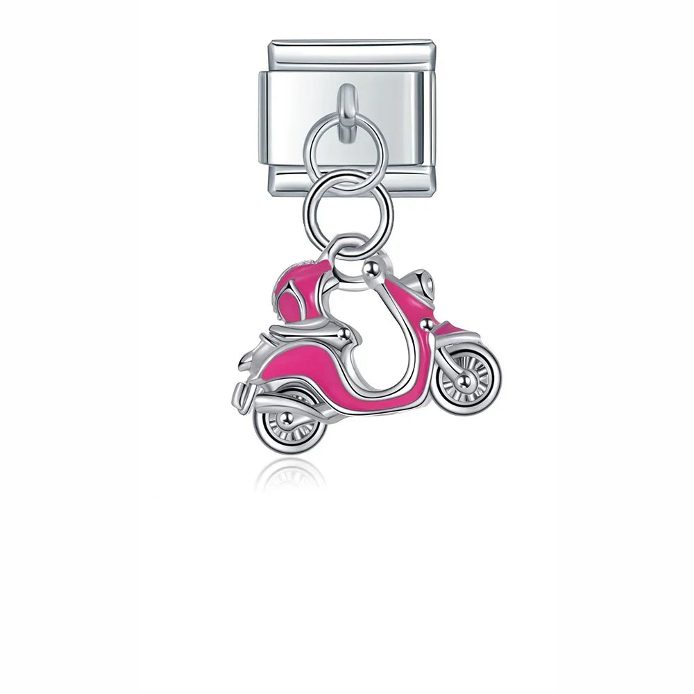 Glaze Snake Fish Eye Motorcycle charms – pink scooter charm, Italian charm bracelet charm by Charmtastic