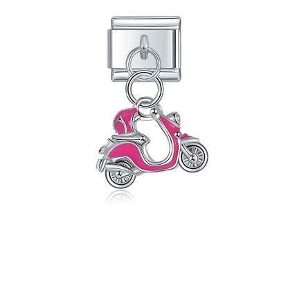 Glaze Snake Fish Eye Motorcycle charms – pink scooter charm, Italian charm bracelet charm by Charmtastic