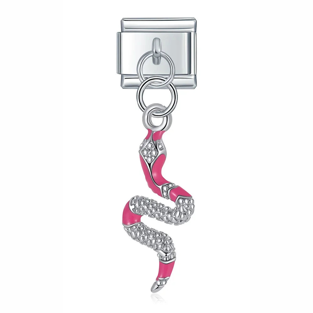Glaze Snake Fish Eye Motorcycle charms – pink snake charm, Italian charm bracelet charm by Charmtastic