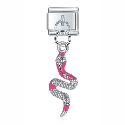 Glaze Snake Fish Eye Motorcycle charms – pink snake charm, Italian charm bracelet charm by Charmtastic