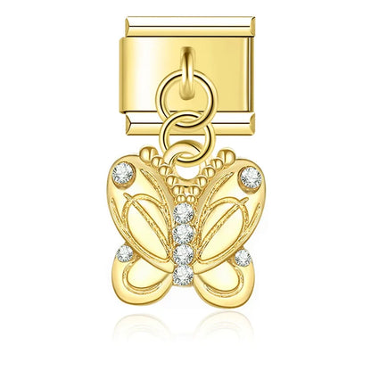 Gold butterfly dangle Italian charm, by Charmtastic