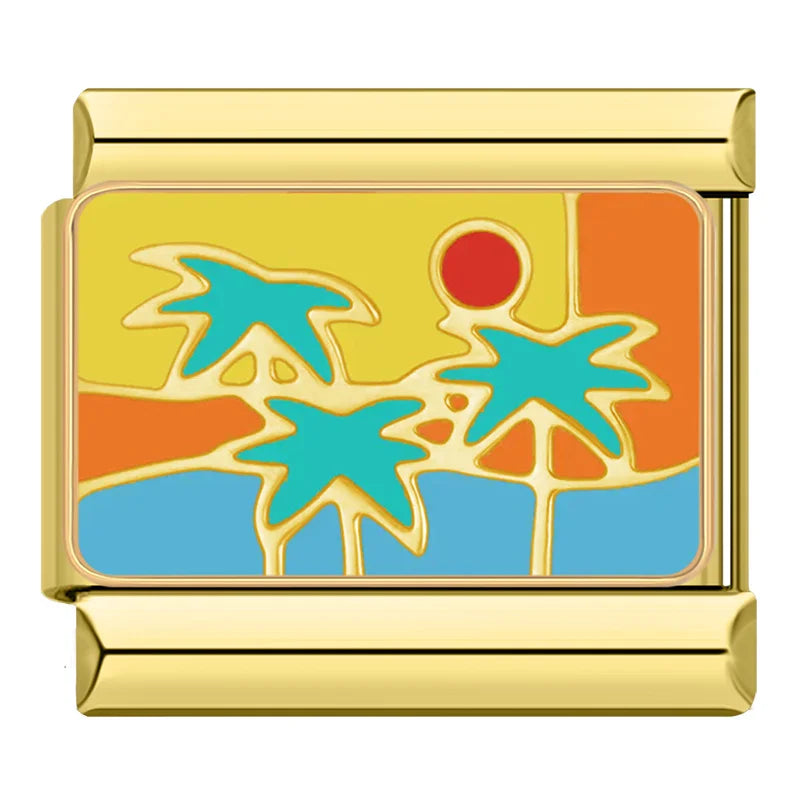 Gold Charms: Love, Landscape & Drink – Italian charm bracelet charm, design 5 of 6, by Charmtastic
