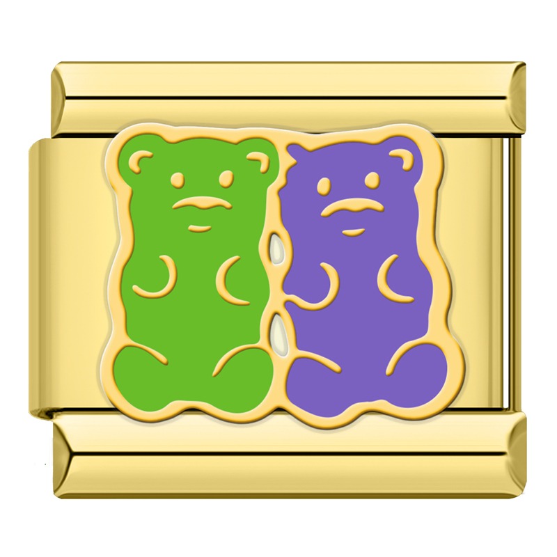 Gold Charms: Pizza, Cat, Donut & Lipstick – Italian charm bracelet charm, design 2 of 6, by Charmtastic