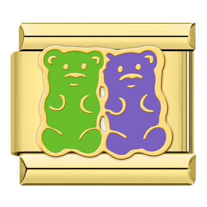 Gold Charms: Pizza, Cat, Donut & Lipstick – Italian charm bracelet charm, design 2 of 6, by Charmtastic