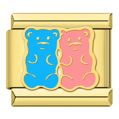 Gold Charms: Pizza, Cat, Donut & Lipstick – Italian charm bracelet charm, design 5 of 6, by Charmtastic