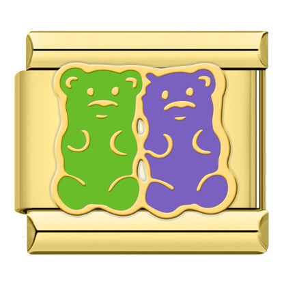 Gold Charms: Pizza, Cat, Donut & Lipstick – Italian charm bracelet charm, design 6 of 6, by Charmtastic