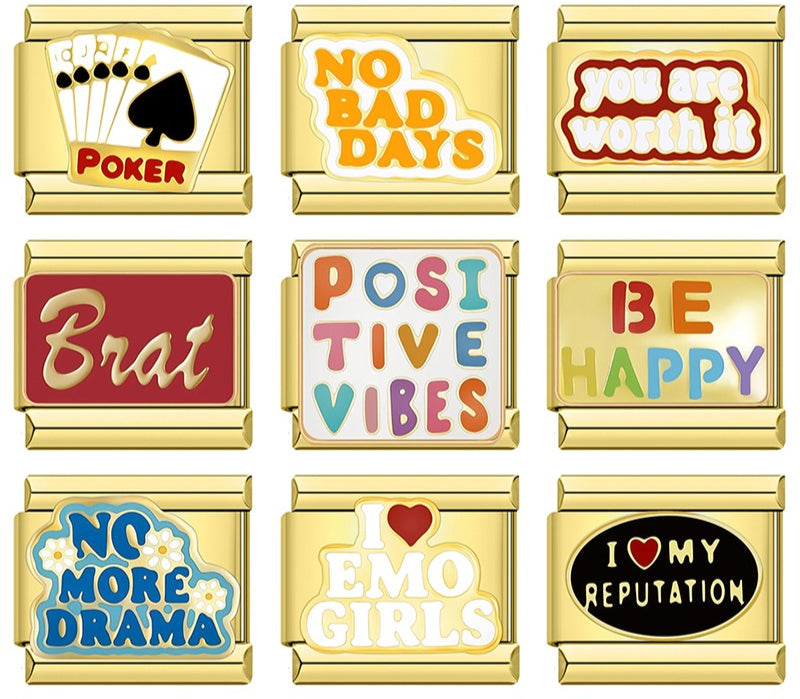 Gold Charms: Poker & No Bad Days – Italian charm bracelet charm, design 1 of 6, by Charmtastic