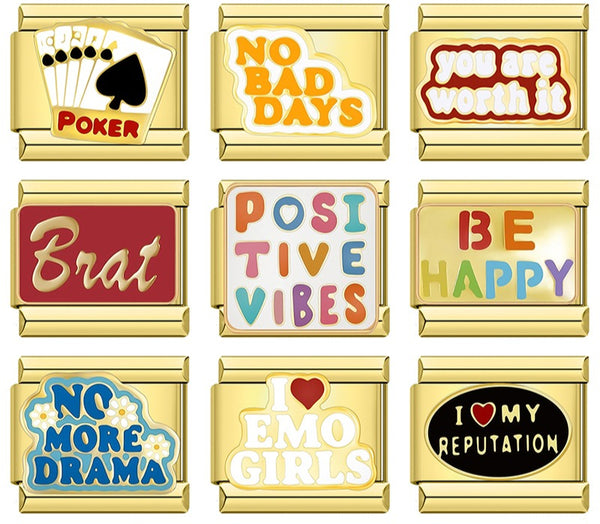 Gold Charms: Poker & No Bad Days – Italian charm bracelet charm, design 1 of 6, by Charmtastic
