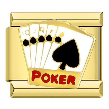 Gold Charms: Poker & No Bad Days – Italian charm bracelet charm, design 2 of 6, by Charmtastic
